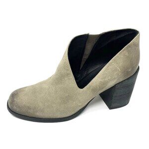 Free People Womens Ankle Booties Size 10 Boho Heel Block Brown Leather Cut Out